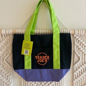 Trader Joe's Black and Purple Tote Bag